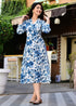 Designer White and Blue Dress